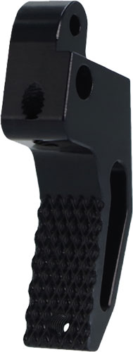 Black machined metal bracket with textured grip