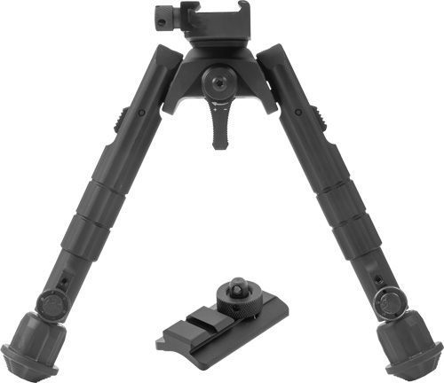 Adjustable black rifle bipod with mounting adapter