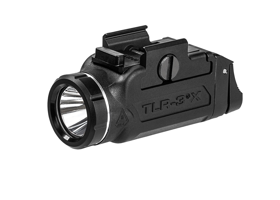 Black tactical weapon-mounted flashlight TLR-3 X