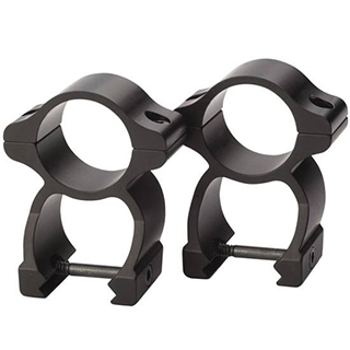 Black metal rifle scope ring mounts