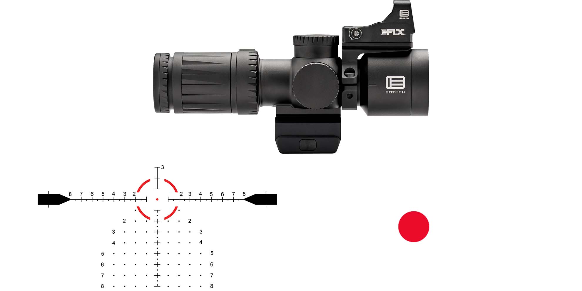 EOTECH rifle scope with mounted red dot sight