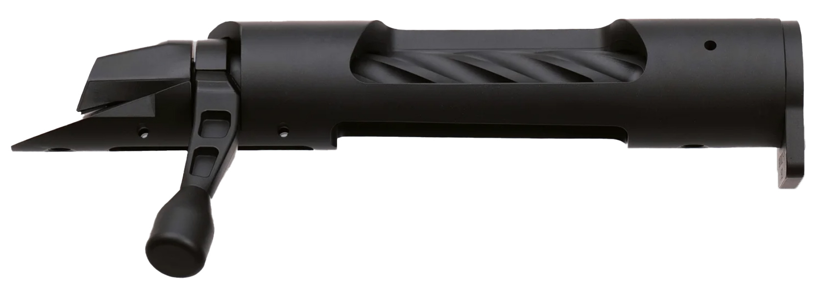 Black rifle bolt assembly on white background