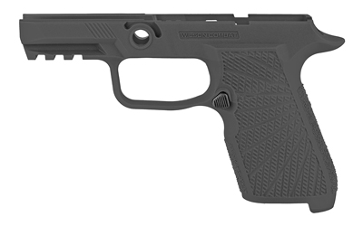 Black polymer handgun frame without slide