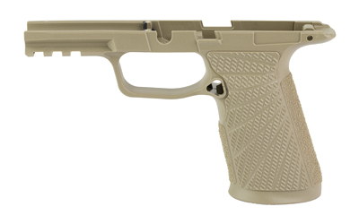Tan polymer handgun frame without slide