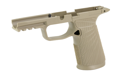 Tan polymer pistol frame without slide