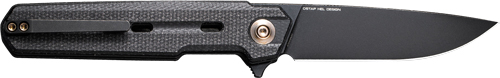 Black folding knife with textured handle