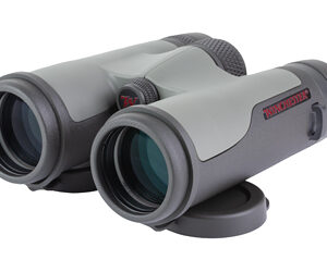 Gray compact binoculars on white background
