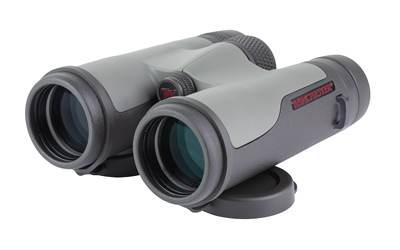 Gray compact binoculars on white background