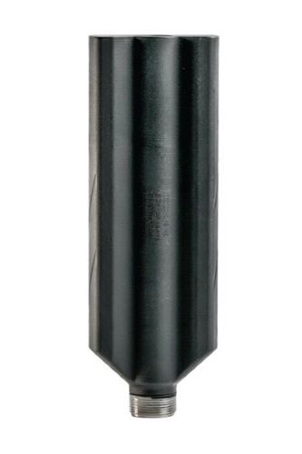 Black cylindrical metal component with threaded end