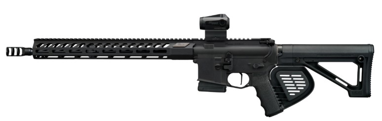 Modern AR-style rifle with optic sight