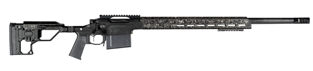 Modern precision bolt-action rifle with adjustable stock