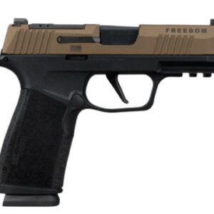 Two-tone semi-automatic handgun on white background