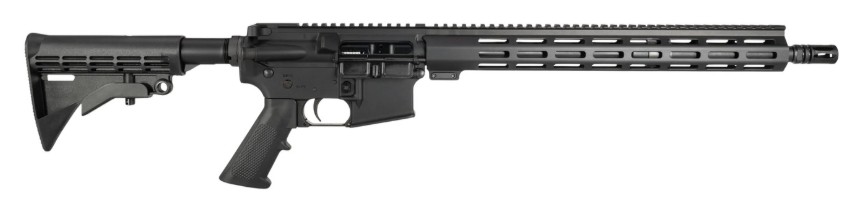 Black modern semi-automatic rifle on white background