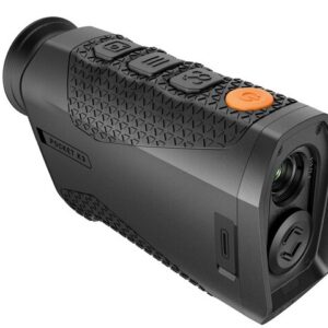 Handheld laser rangefinder with textured grip and buttons