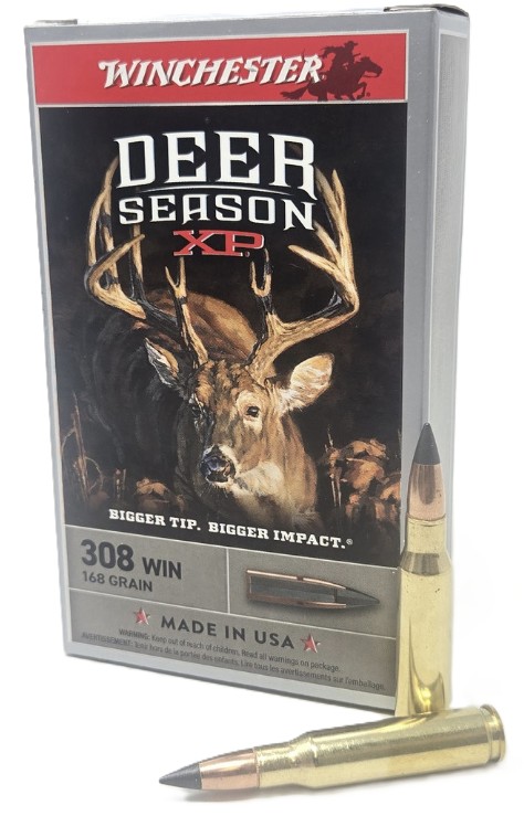 Winchester Deer Season XP 308 ammunition box and cartridges