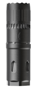 Black cylindrical metal device with ridged grip