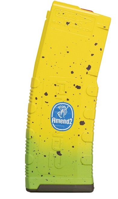 Yellow and green speckled rifle magazine