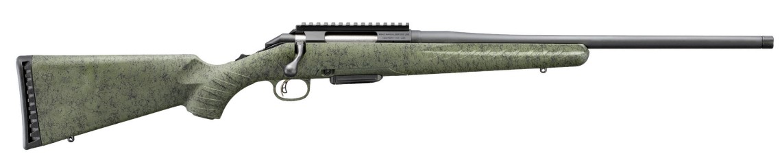Green bolt-action rifle with long barrel