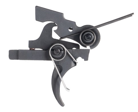 Rifle trigger assembly mechanism isolated on white