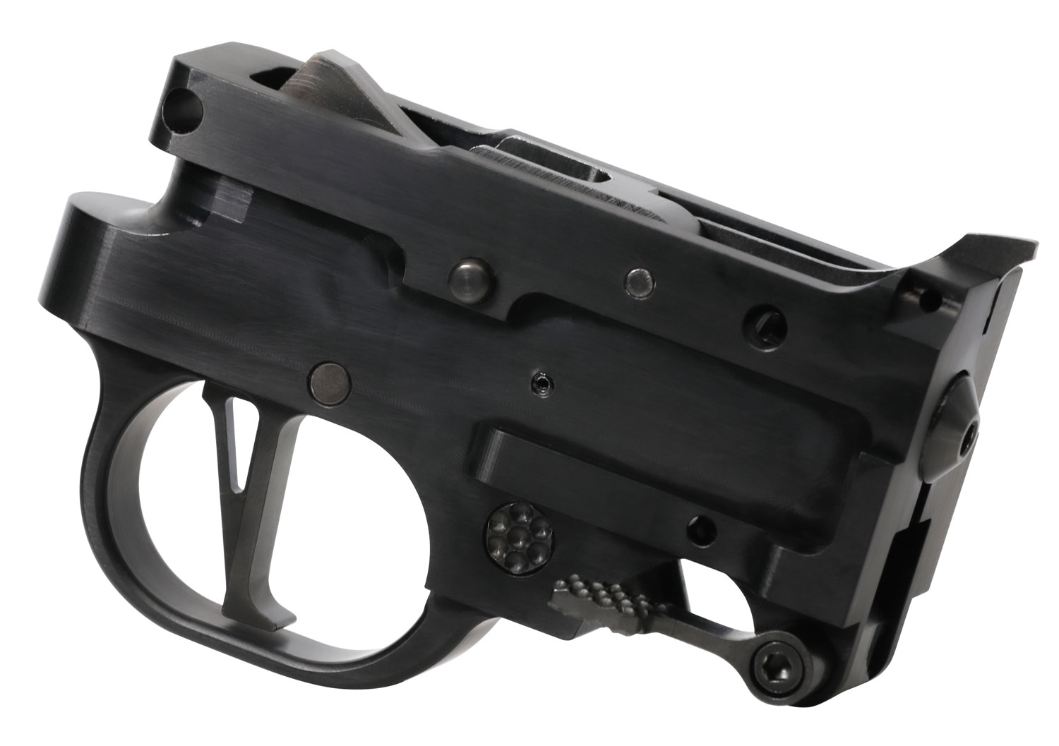 Black metal rifle lower receiver with trigger assembly