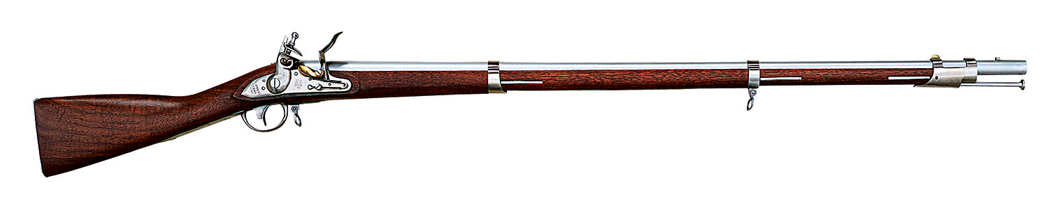 Antique flintlock musket with wooden stock