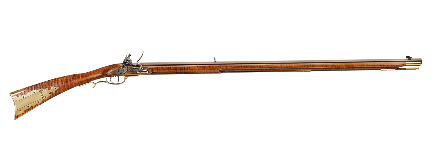 Antique flintlock rifle with wooden stock