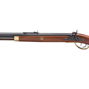 Antique flintlock muzzleloader rifle with wooden stock