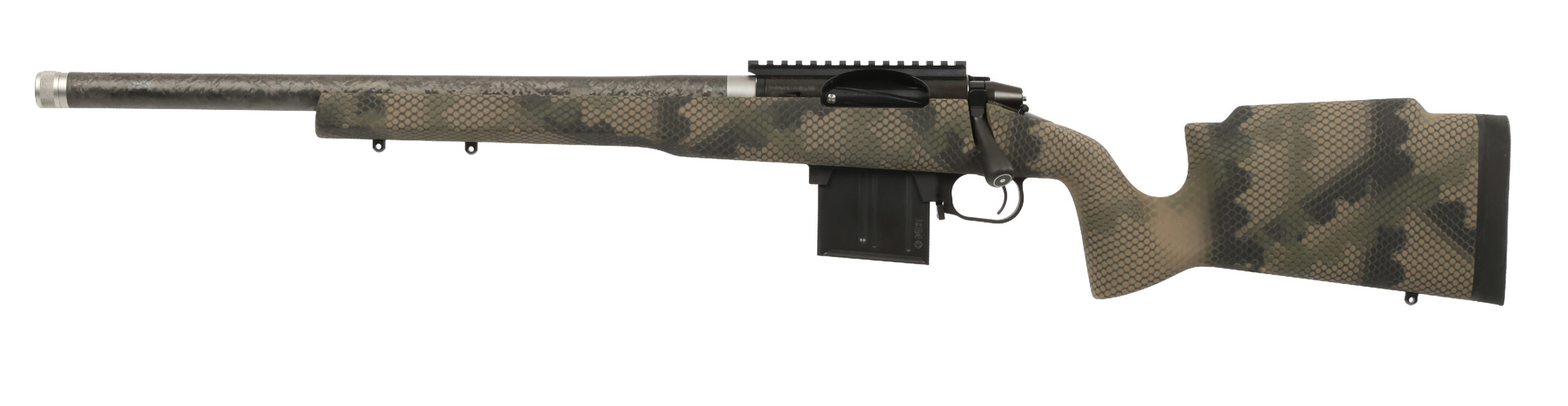 Camouflage bolt-action rifle with detachable magazine