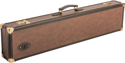 Brown leather rifle case with brass hardware