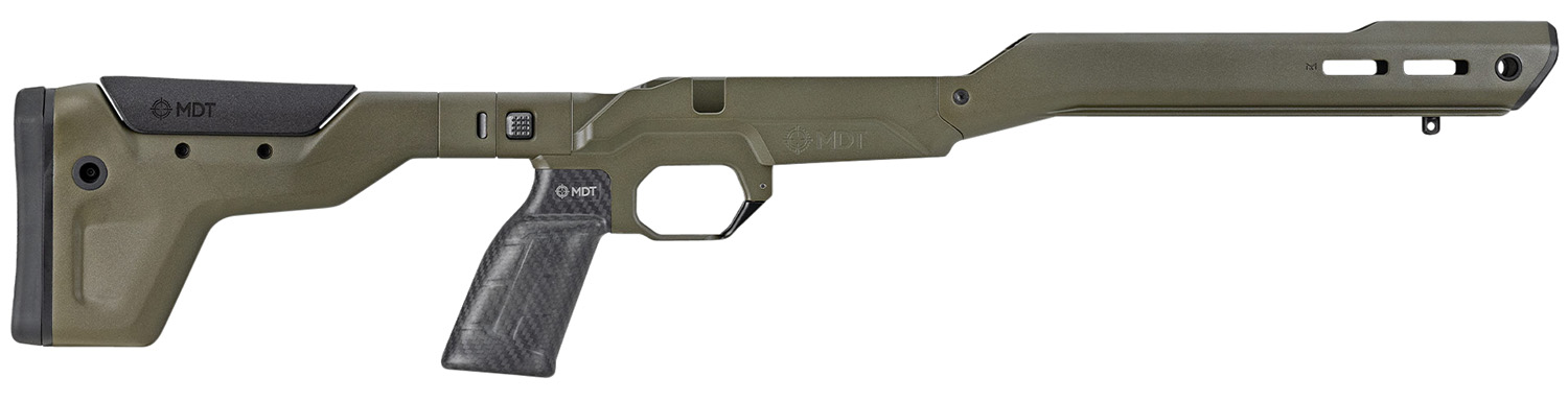 Olive green MDT rifle chassis stock