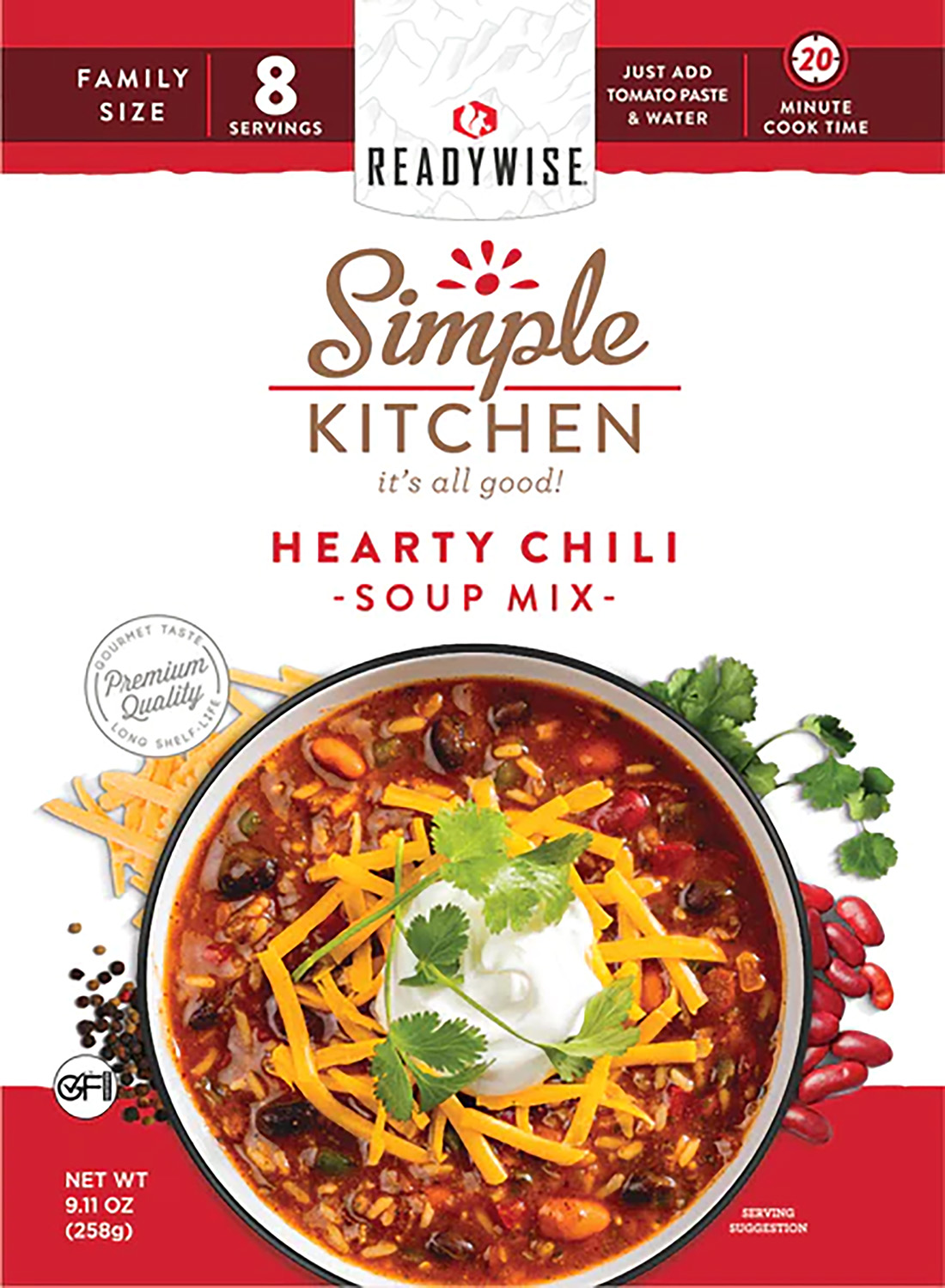 ReadyWise Simple Kitchen Hearty Chili Soup Mix package