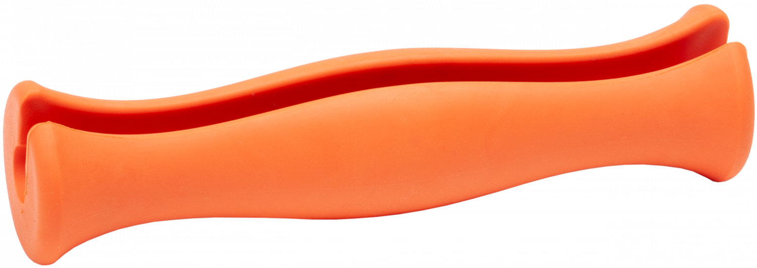 Orange rubber dumbbell isolated on white background