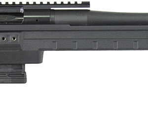 Black bolt-action rifle on white background