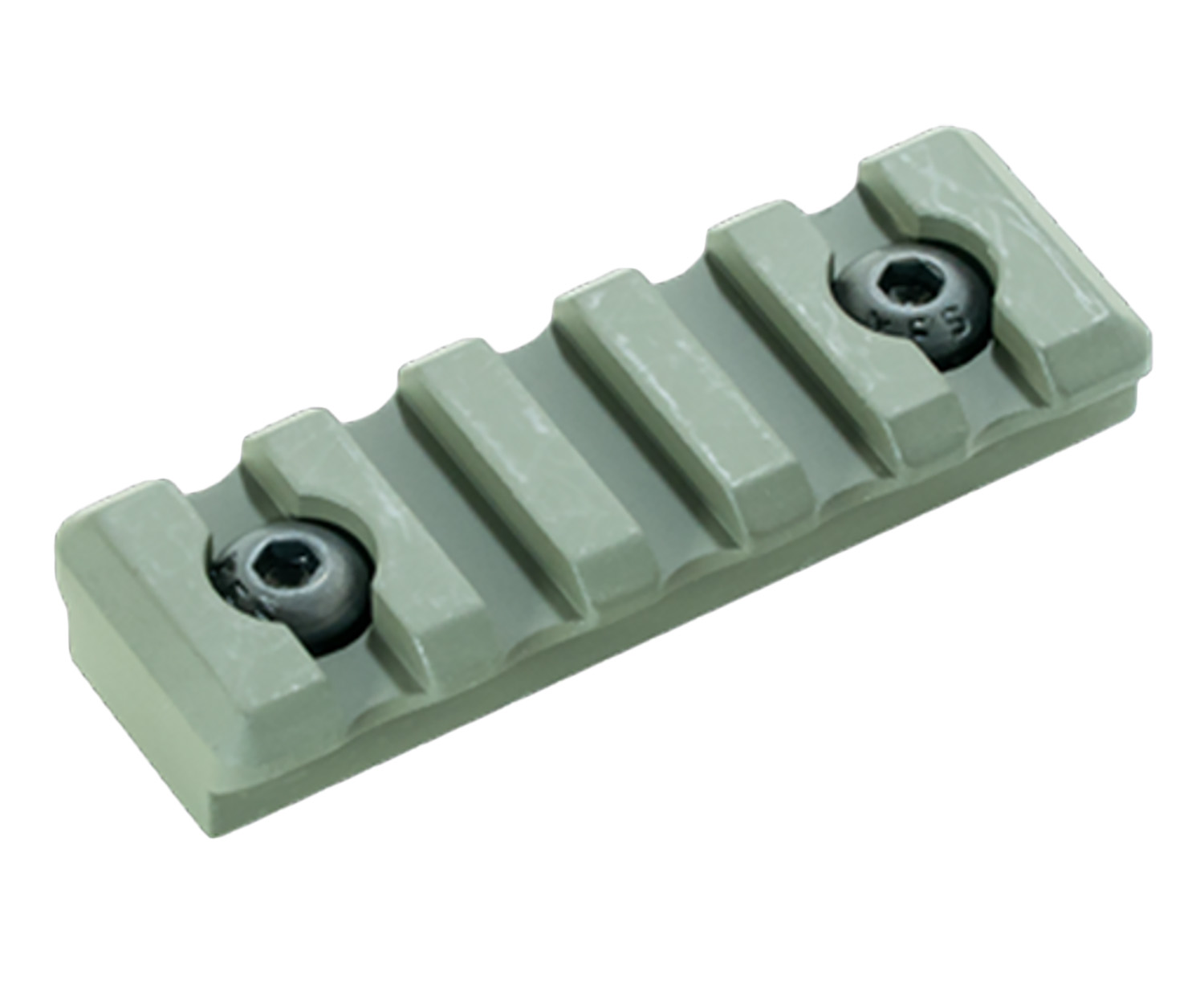 Green Picatinny rail section with two screws