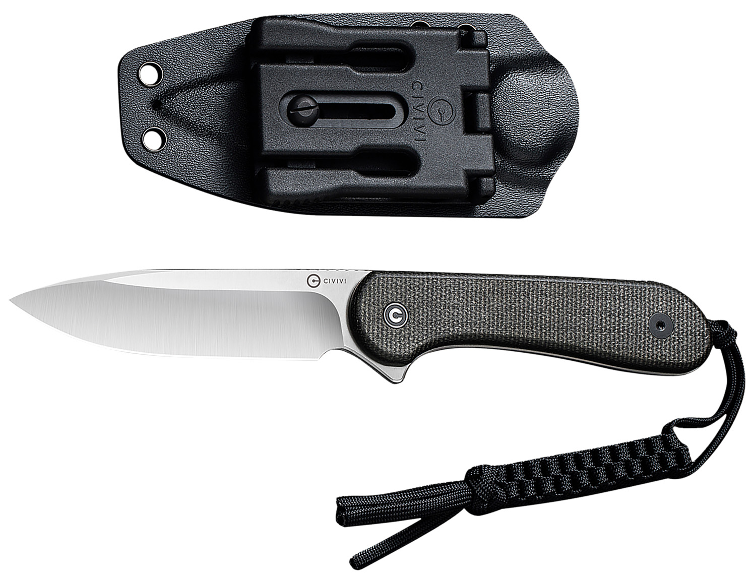 Fixed blade knife with sheath and lanyard