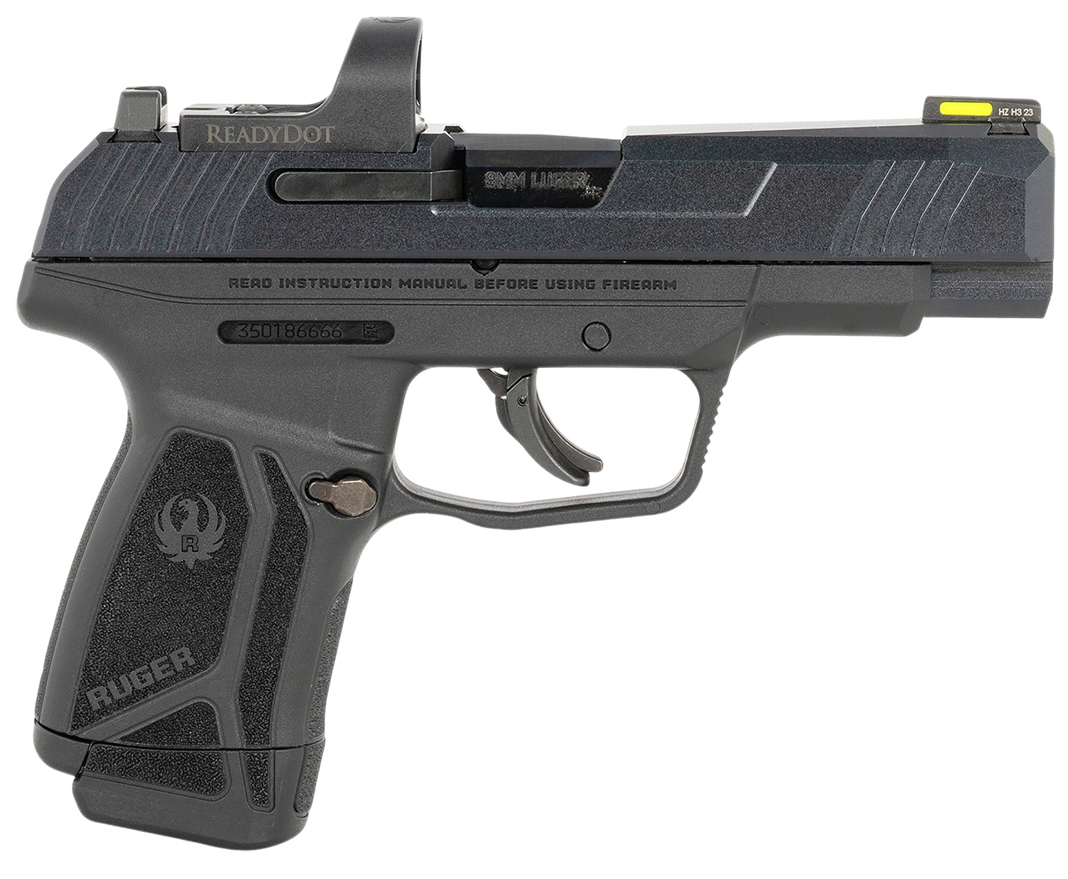 Ruger semi-automatic pistol with mounted red dot sight
