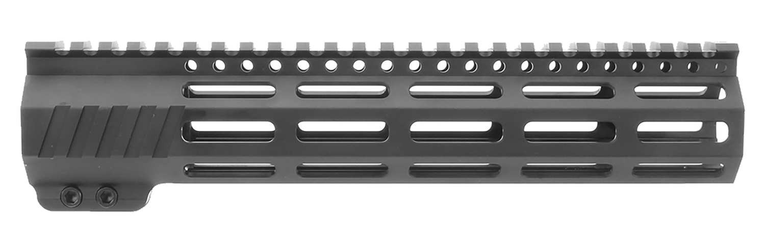 Black rifle handguard with Picatinny top rail