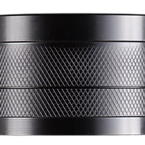 Black metal cylindrical grinder with knurled grip
