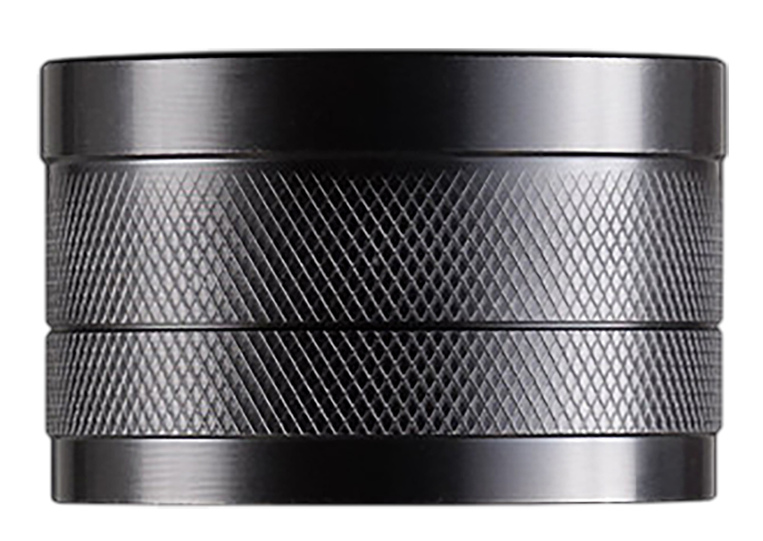 Black metal cylindrical grinder with knurled grip