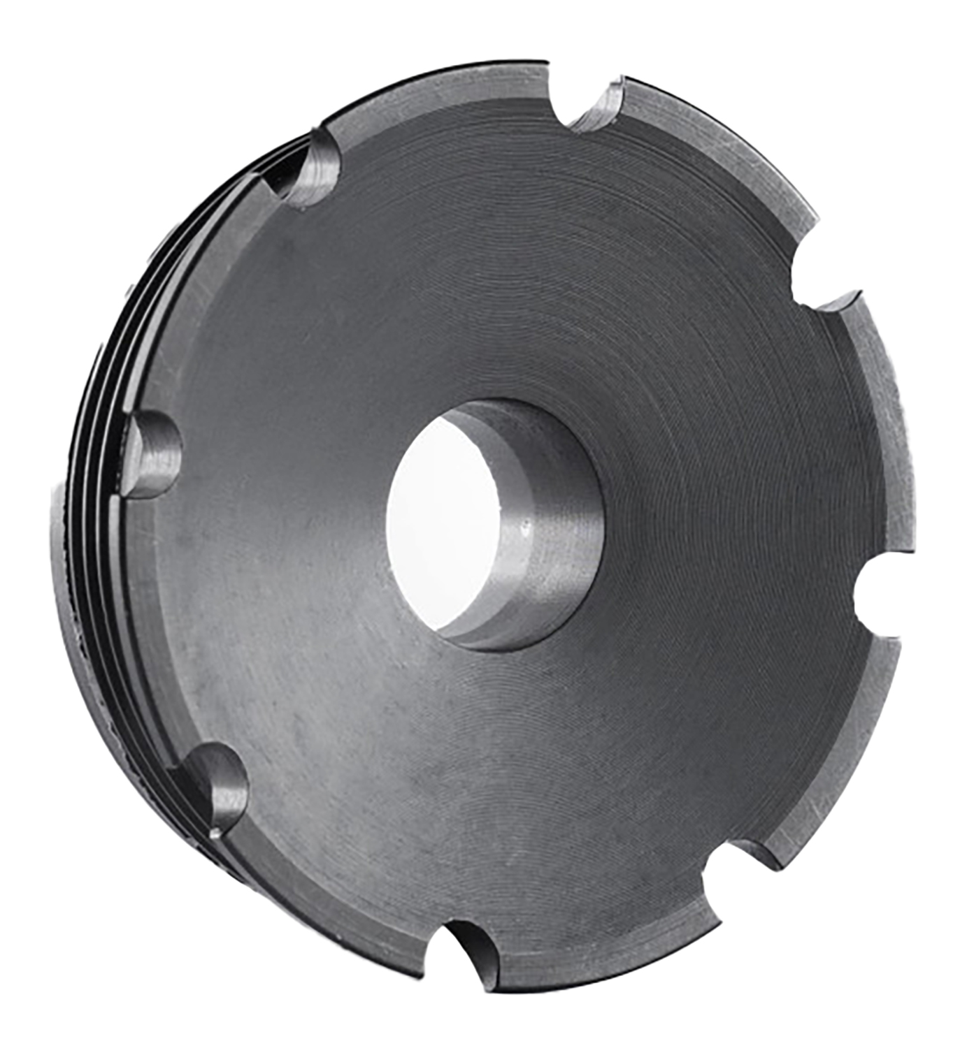 Circular metal slitting cutter with central bore