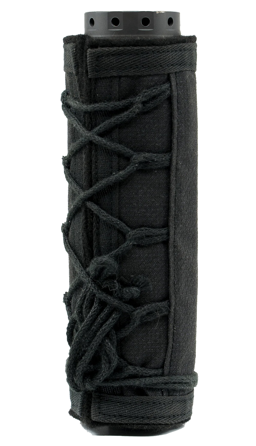 Black suppressor with fabric cover and lacing