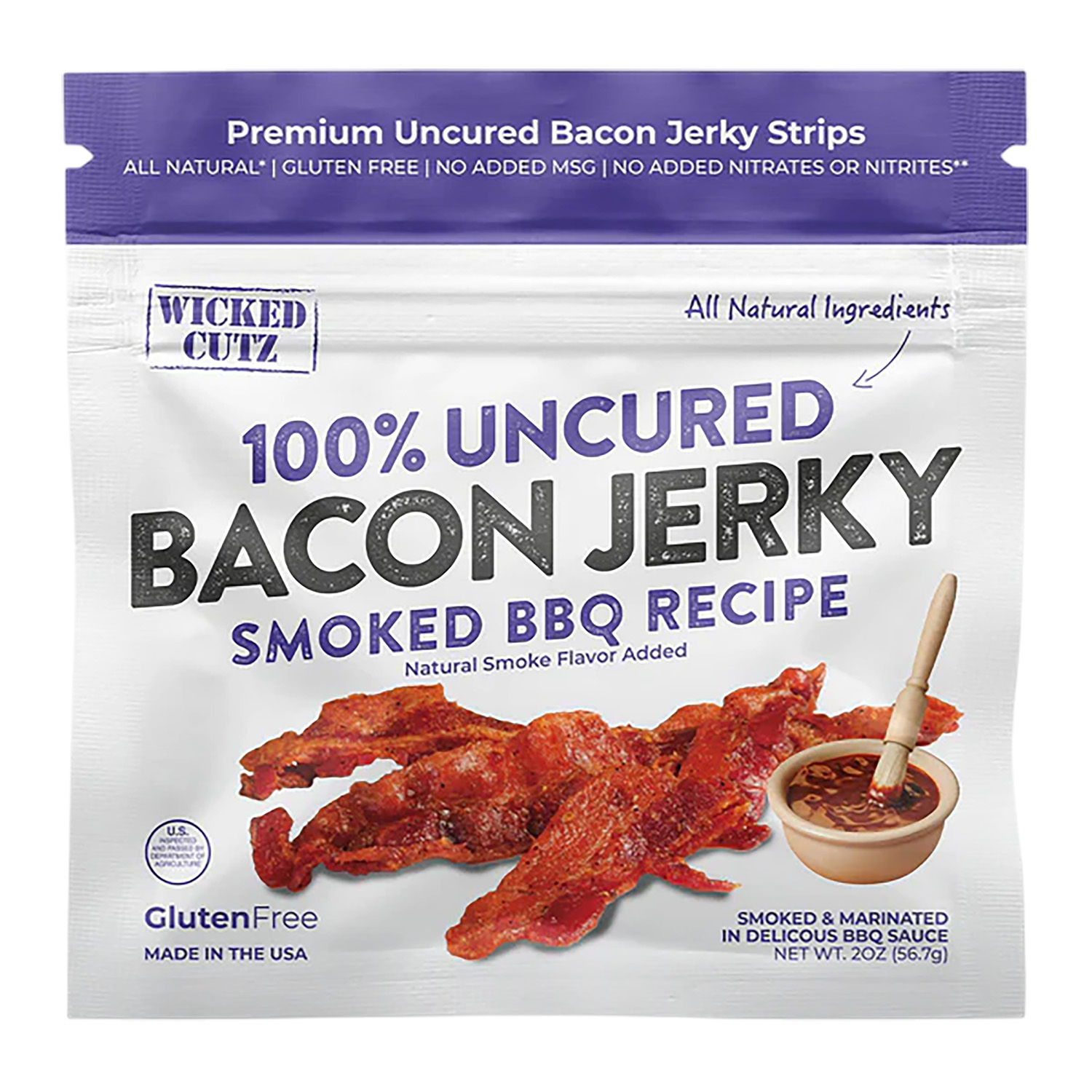 Wicked Cutz uncured bacon jerky package