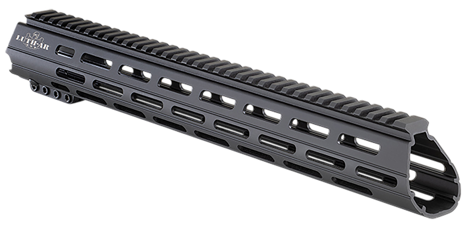 Black AR-15 handguard with Picatinny top rail