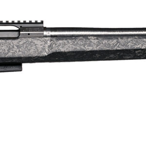 Bolt-action rifle with synthetic stock and long barrel