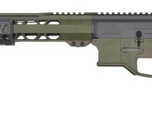 Green and black AR-style rifle side view