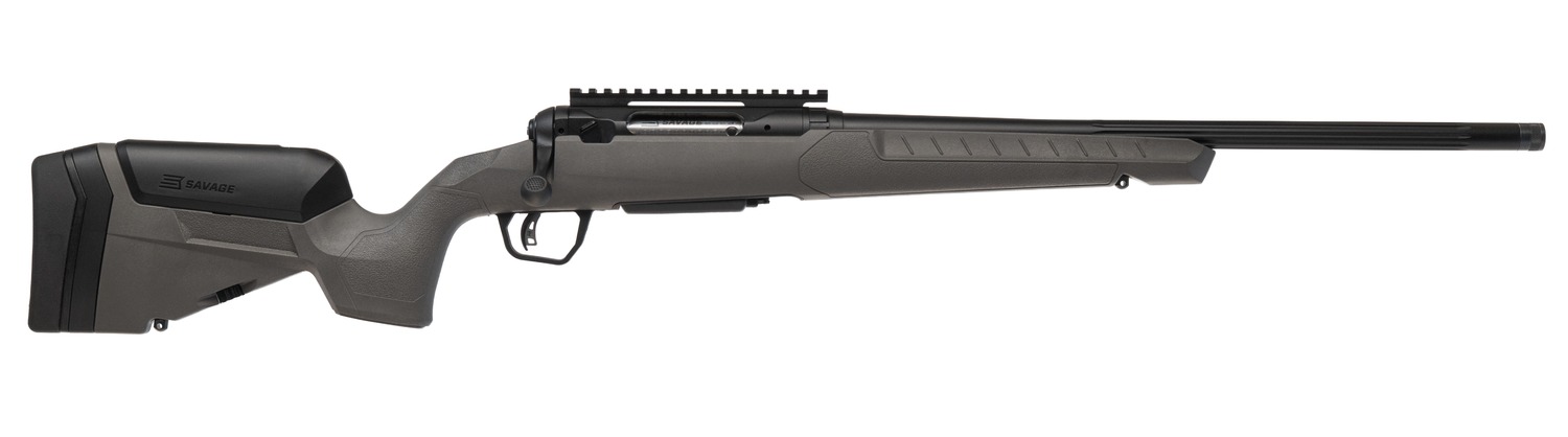 Modern bolt-action rifle on white background