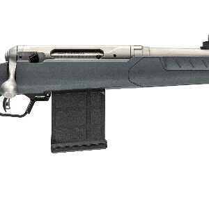 Bolt-action rifle with synthetic stock and detachable magazine