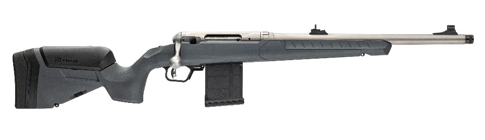 Bolt-action rifle with synthetic stock and detachable magazine