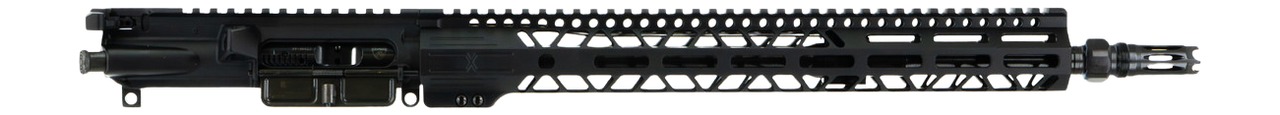 Modern AR-15 style rifle on white background