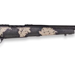 Camouflage bolt-action rifle on white background